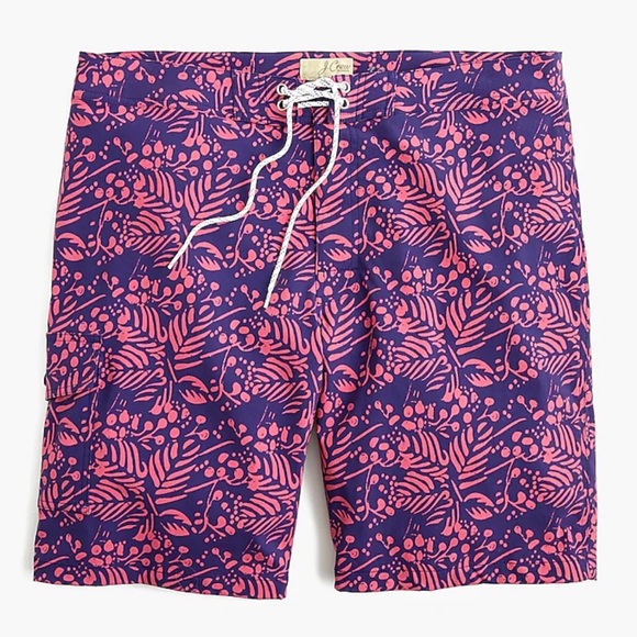J Crew 29 Mens 9” Stretch Eco Board Shorts Swim Trunk Pink Navy Vines Print $79 - Picture 6 of 6